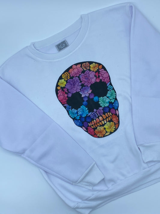 SUDADERA DE CALAVERA CON FLORES UNISEX